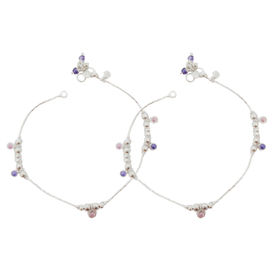 Pastel Charm Silver Anklets-ANR002
