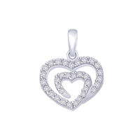 Cupid Heart CZ Silver Pendant-PD132