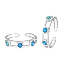 Gleaming Blue CZ Silver Toe Ring-TR366