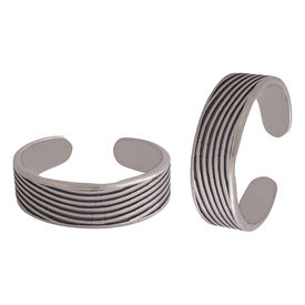 Ripples Oxidised Silver Toe Ring-TR490