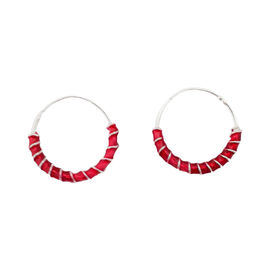 Red Lining Silver Hoops-ER102