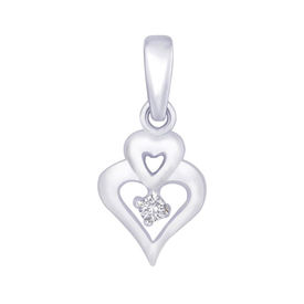 Twice Heart CZ Silver Pendant-PD155