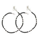 Black Beads Silver Anklets-ANR001