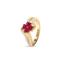 Just A Pretty Red Diamond Floral Ring-RRI00763, 18 kt, si-jk, 12