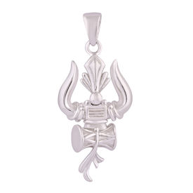 Trishul With Damroo Silver Pendant-PDMX041