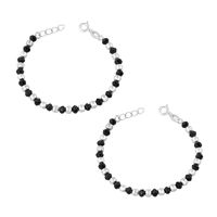 Silver & Black Beads Nazariya Bracelet- BRNZ003