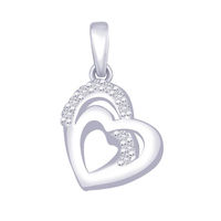 Dazzle Heart CZ Silver Pendant-PD156