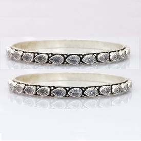 Ethnic style silver bangles-BNG065