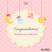 Congrulations Baby Girl Arrival Gift Card, 500