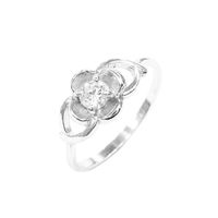 Charming Flower CZ Silver Finger Ring-FRL098, 14