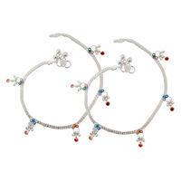 Peacock Carry Silver Anklets-ANR018