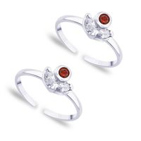 Red Studded Silver Toe Ring-TR167