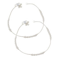 Moti Beaded Silver Anklets-ANR021