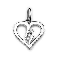Linear Heart Zircon Silver Pendant-PD151
