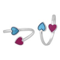 Duo openable Heart Silver Toe Ring-TR403