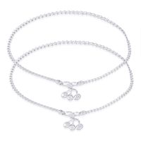 Gleaming Chain Silver Anklets-ANK079
