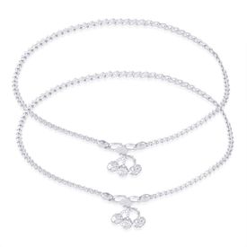 Gleaming Chain Silver Anklets-ANK079