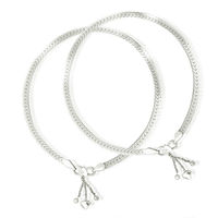 Flat Cutwork Chain Silver Anklets-ANK072