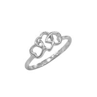 Triple Hearts Silver Finger Ring-FRL083, 12