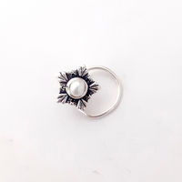 Pearl Floral Silver Nose Pin-NP008