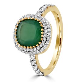 Green Stone Diamond Finger Ring-RRI00203