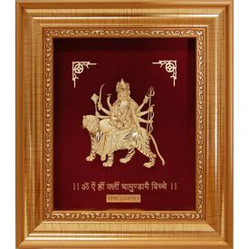 Godess Durga Mata Golden Frame-GF013