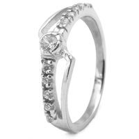 Classy White CZ Silver Finger Ring-FRL093, 12