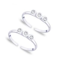 Shiny White Zircon Silver Toe Ring-TR177