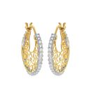 Cutwork Gold And Diamond Bali Earrings-RBL0023, vs-gh, 18 kt