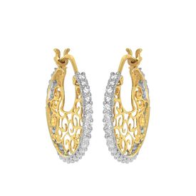 Cutwork Gold And Diamond Bali Earrings-RBL0023