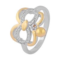 Butterfly Two Tone Hanging Zircon Ring-FRL124, 12