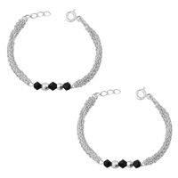 Silver White & Black Beads Kids Bracelet- BRNZ010