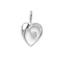Charming Heart Zircon Silver Pendant-PD098