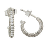 Hammered Hoops Diamond Earrings- AMER0283W, si - ijk, 14 kt
