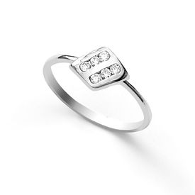 Pretty White Zircon Silver Finger Ring-FRL087