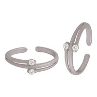 Duo Zircon Silver Toe Ring-TR487