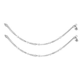 Chain Bead Silver Anklets-ANK102