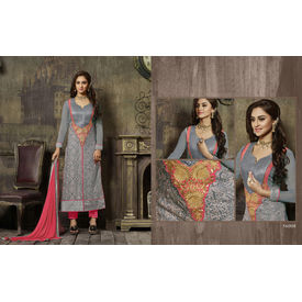 Crystal Collection Salwar Suit Semi Stitched Grey, grey, georgette