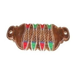 Aakriti Arts Handpainted Wooden Tray Fish Shape, brown, 14.5 x6.5 