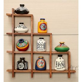 Wooden Sheesham Wall Decor Frame 9S with out Pots, wooden, 13x13x2