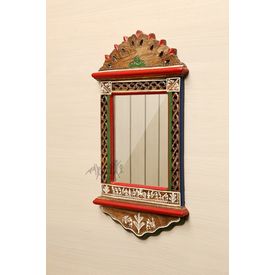 Aakriti Arts Handcrafted Wooden Mirror 22x12 iinch, wooden brown, 22x12 