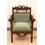 Aakriti Arts Sofa Chair Single Teak Wood with Dhokra Brass Work, green, 30 x26 x38  inch