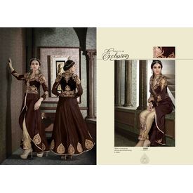 Hanin Collection Vol 3 Salwar Suit Semistitched Brown, brown, silk