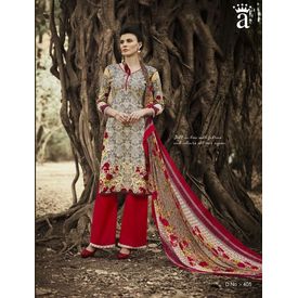Ramp Collection Vol 4 Designer Salwar Suit Unstitched Beige & Red, beige & red, cambric