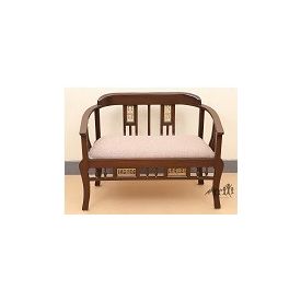 Aakriti Arts Sofa Chair Double Teak Wood with Dhokra Brass Work, beige,  l b h   51 25 31  cm sitting space 44 cm