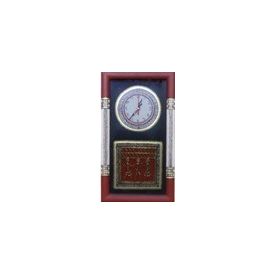 Aakriti Arts Handpainted Wall Clock with Dhokra and Warli work 18x10 G inch, black maroon, 18x10  g
