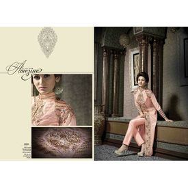 Hanin Collection Vol 3 Salwar Suit Semistitched Peach, peach, silk