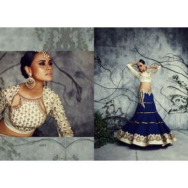 Designer Lehenga Collection Divyam Off White & Blue, off white &  blue, bhagalpur silk