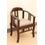 Aakriti Arts Sofa Chair Single Teak Wood with Dhokra Brass Work, beige, 21 x18 x30  inch sitting space 18 inch