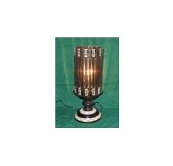 Aakriti Arts Handpainted Wooden Lamp Round Base Brown, brown, 15 x6 